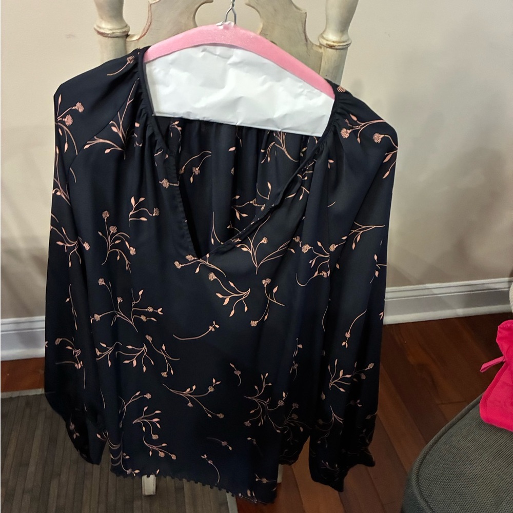 Joie Black and Pink Floral Blouse